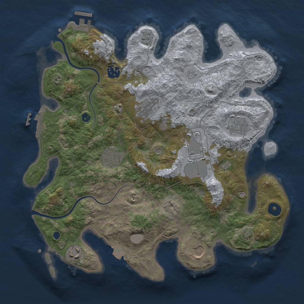 Rust Map: Procedural Map, Size: 3500, Seed: 61005457, 14 Monuments