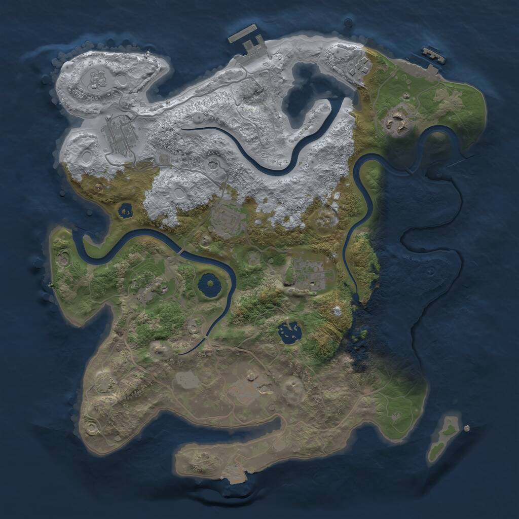 Rust Map: Procedural Map, Size: 3400, Seed: 20411072, 14 Monuments