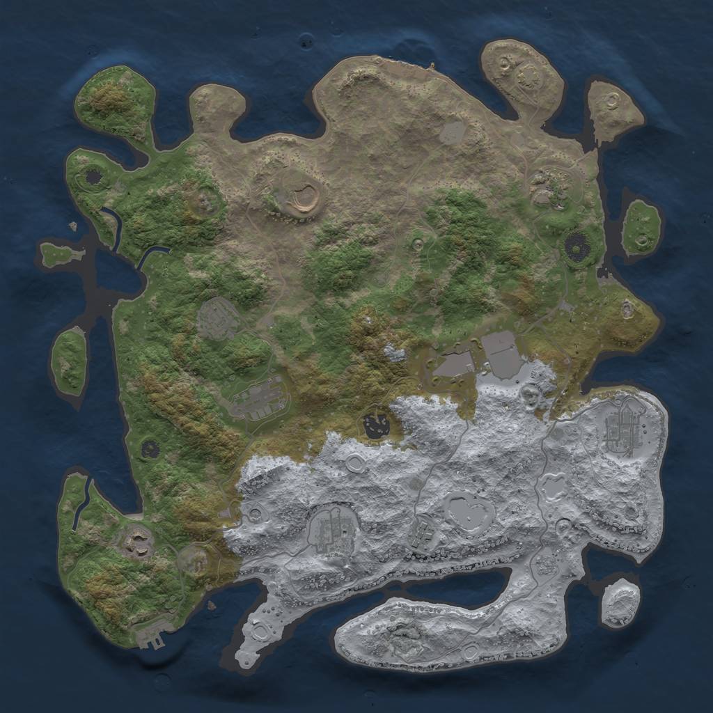 Rust Map: Procedural Map, Size: 3950, Seed: 1658200, 18 Monuments