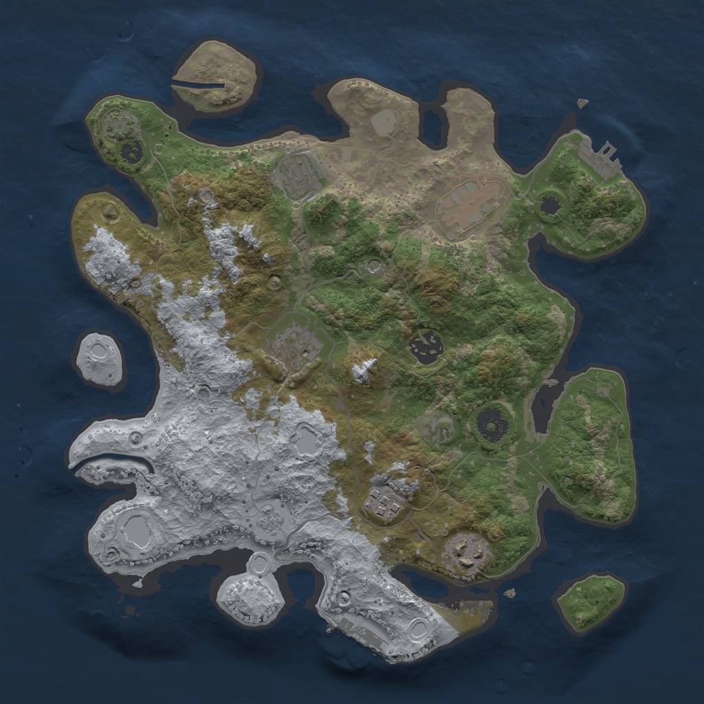 Rust Map: Procedural Map, Size: 3250, Seed: 73487348, 14 Monuments