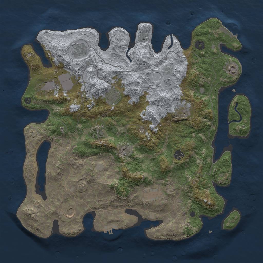 Rust Map: Procedural Map, Size: 4000, Seed: 87254, 18 Monuments