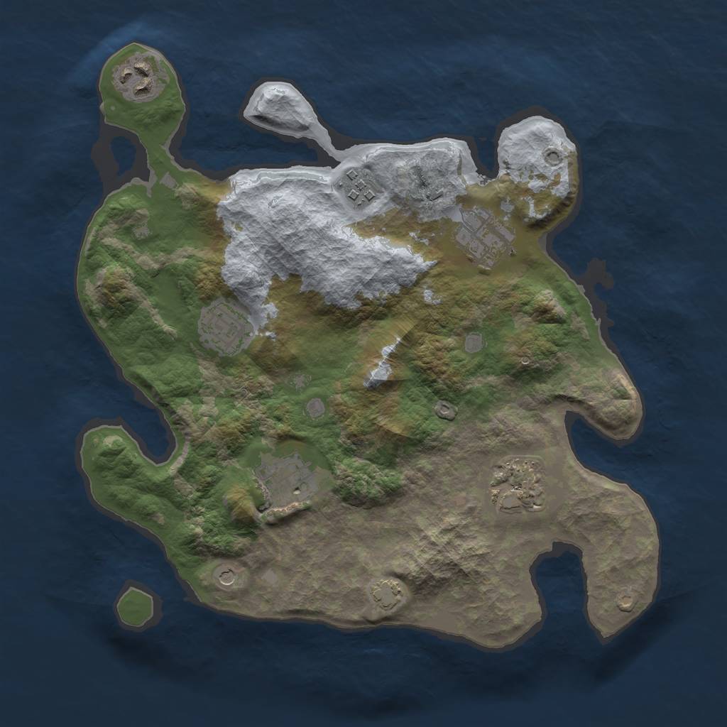 Rust Map: Barren, Size: 3000, Seed: 1214787145, 10 Monuments