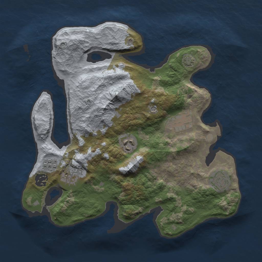 Rust Map: Barren, Size: 3000, Seed: 537055139, 10 Monuments