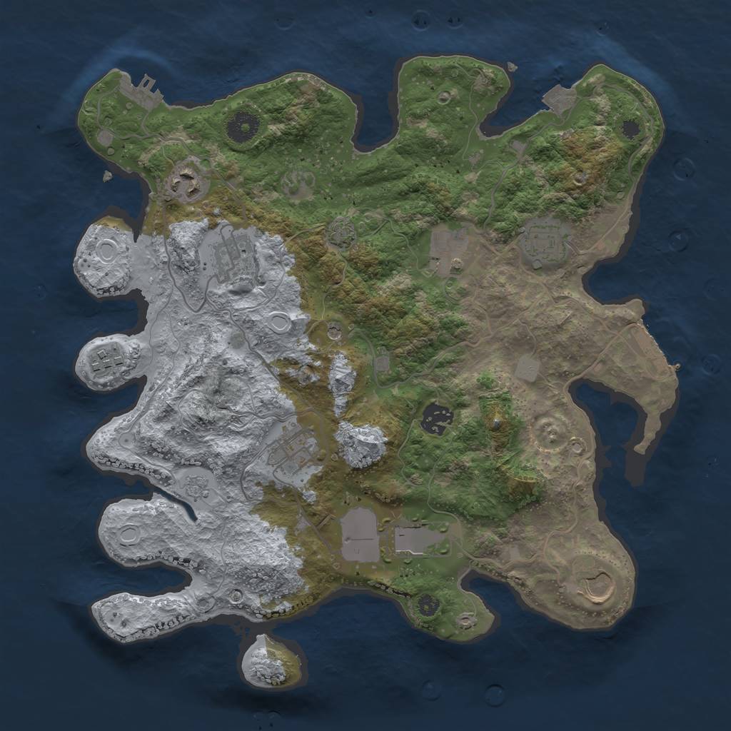 Rust Map: Procedural Map, Size: 3500, Seed: 1279634598, 17 Monuments