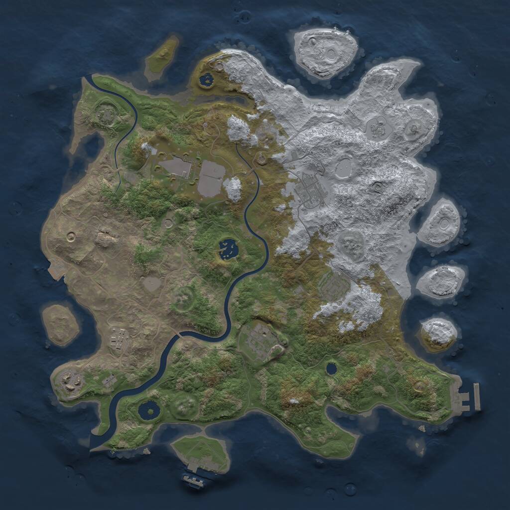Rust Map: Procedural Map, Size: 3750, Seed: 1109008318, 13 Monuments