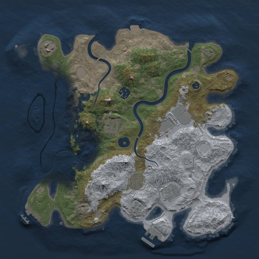 Rust Map: Procedural Map, Size: 3500, Seed: 321321, 13 Monuments