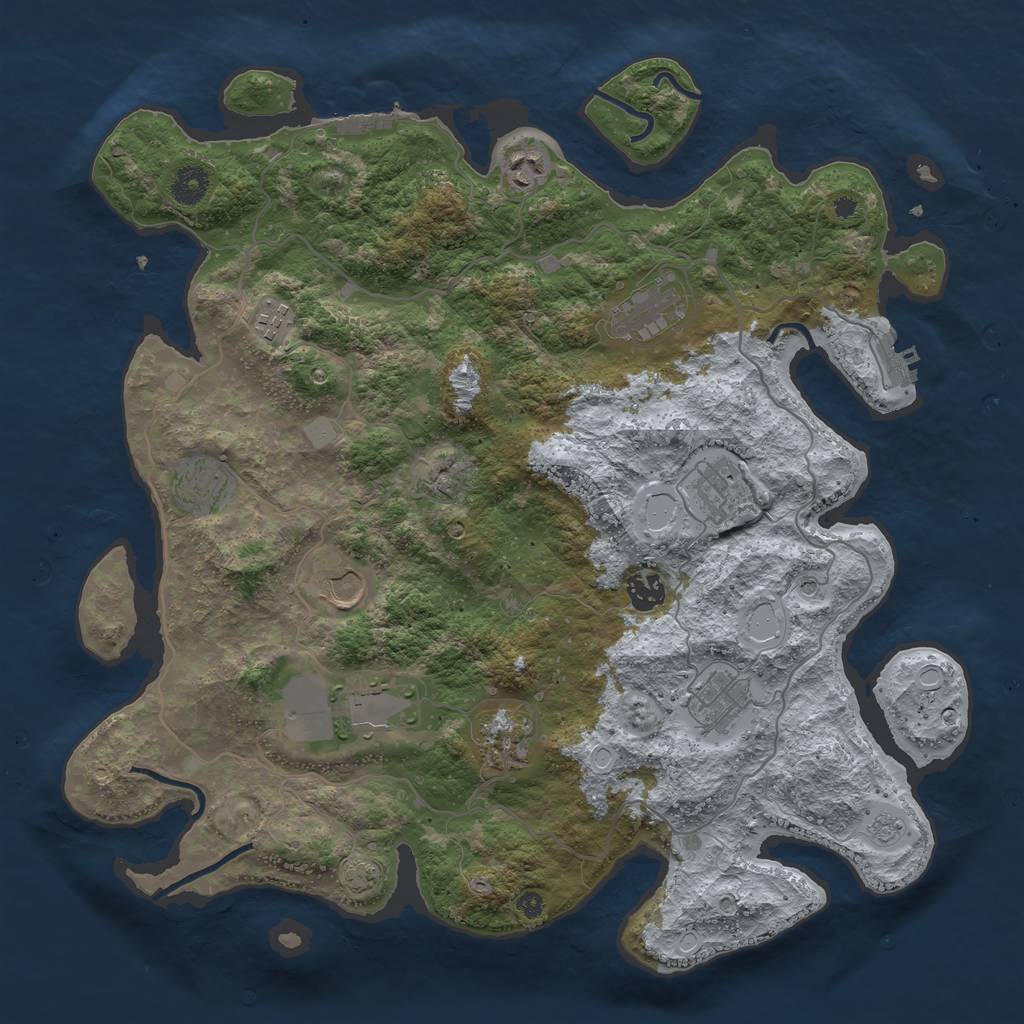 Rust Map: Procedural Map, Size: 4000, Seed: 350553873, 18 Monuments