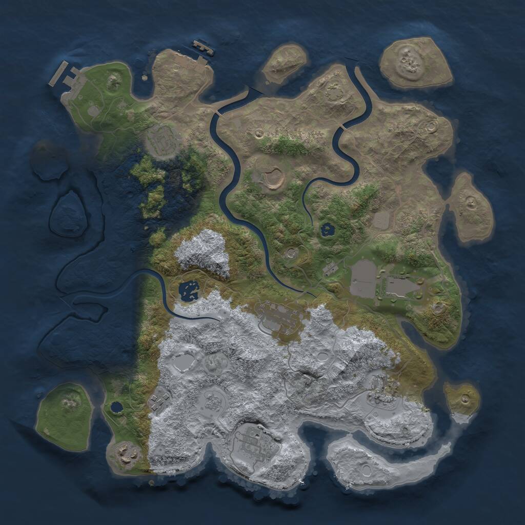 Rust Map: Procedural Map, Size: 3700, Seed: 1365469934, 15 Monuments