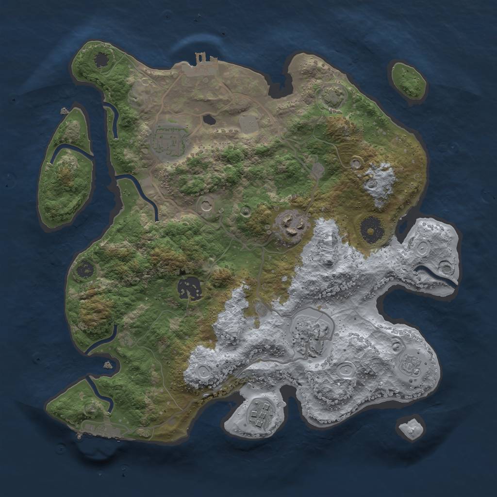 Rust Map: Procedural Map, Size: 3000, Seed: 23203, 13 Monuments