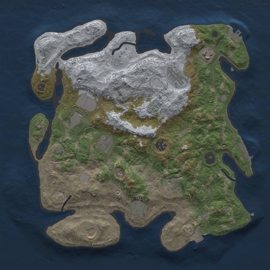 Rust Map: Procedural Map, Size: 3600, Seed: 78174, 17 Monuments