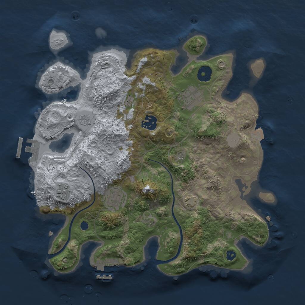 Rust Map: Procedural Map, Size: 3000, Seed: 65510, 10 Monuments