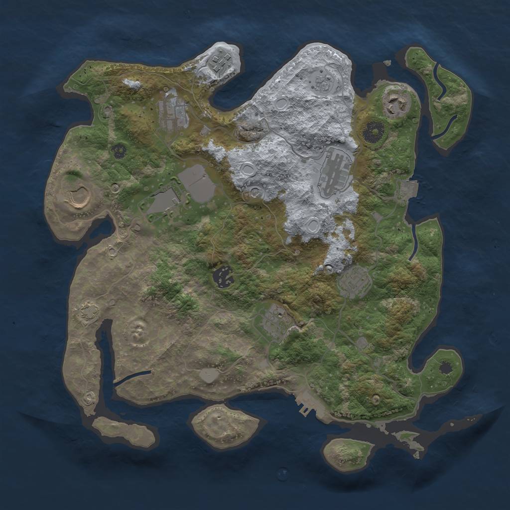 Rust Map: Procedural Map, Size: 3500, Seed: 876809183, 16 Monuments