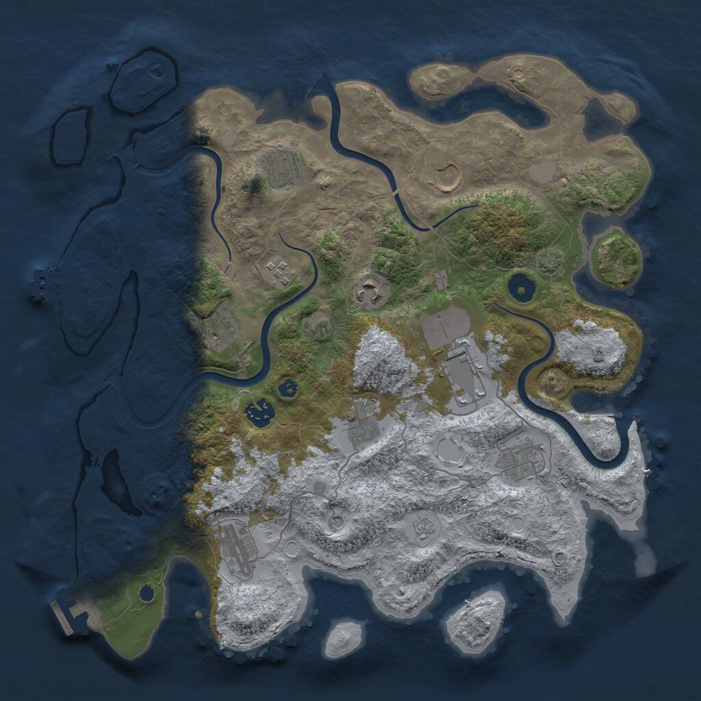 Rust Map: Procedural Map, Size: 3800, Seed: 5232023, 16 Monuments