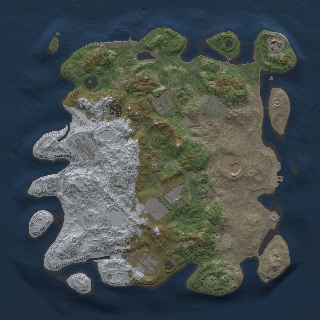 Rust Map: Procedural Map, Size: 3600, Seed: 74496996, 17 Monuments