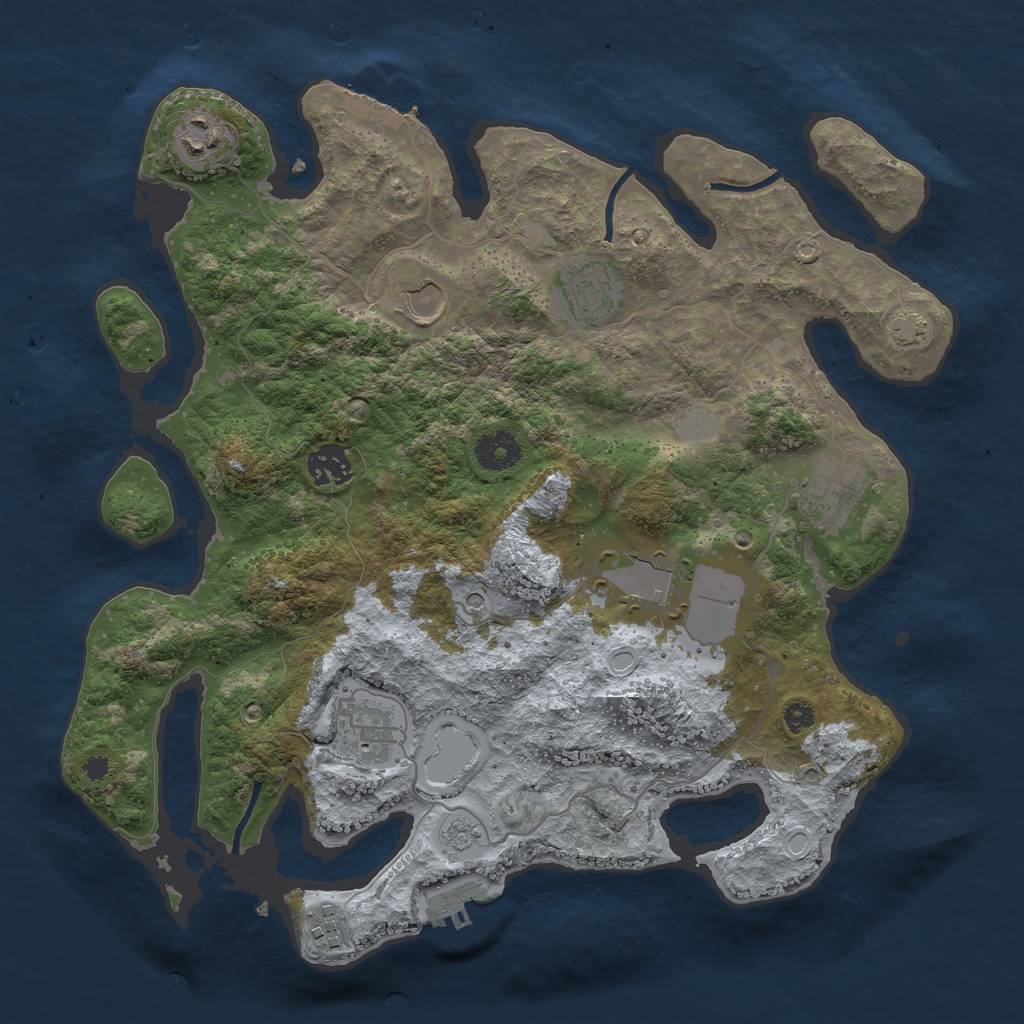 Rust Map: Procedural Map, Size: 3550, Seed: 30328548, 16 Monuments