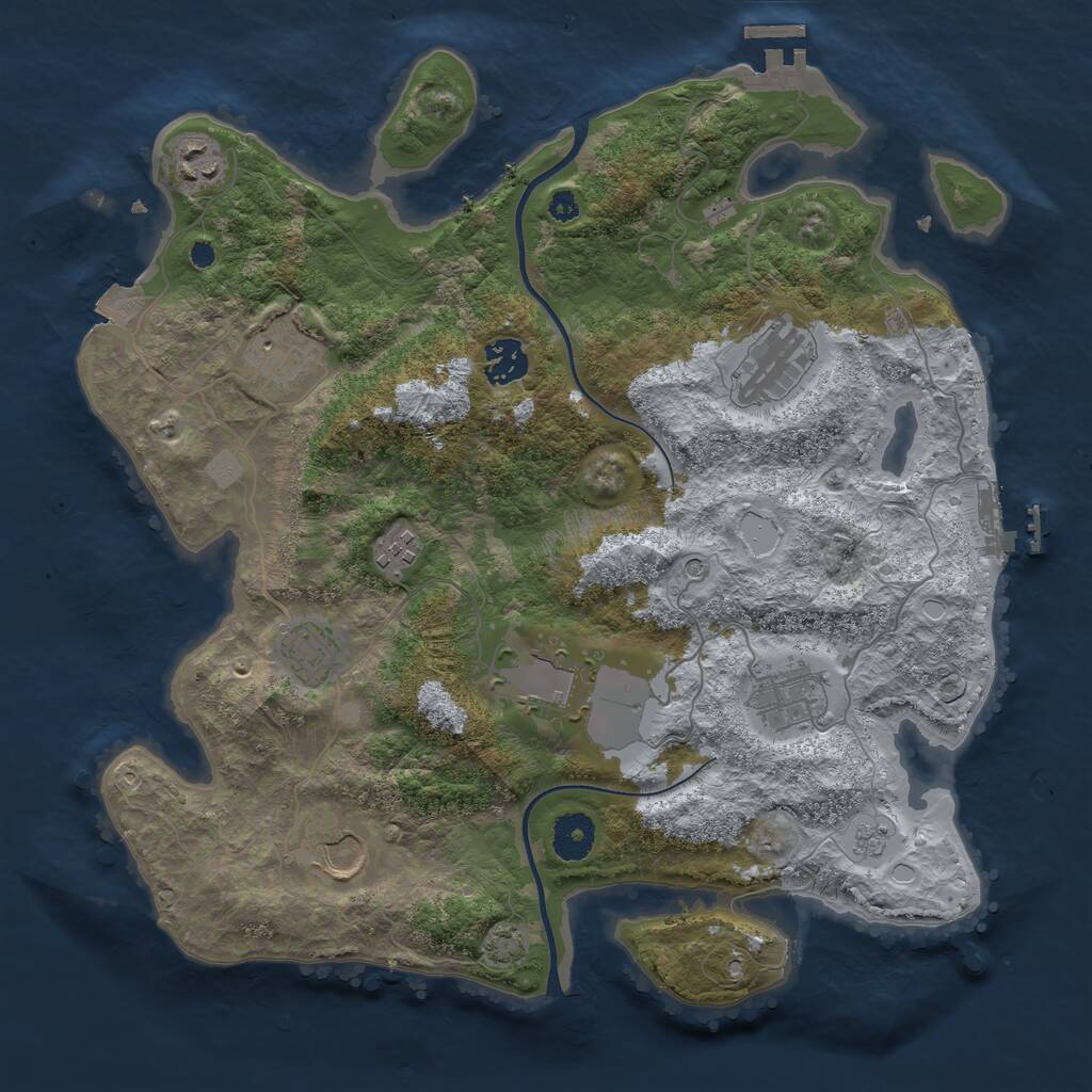 Rust Map: Procedural Map, Size: 3600, Seed: 12702547, 15 Monuments