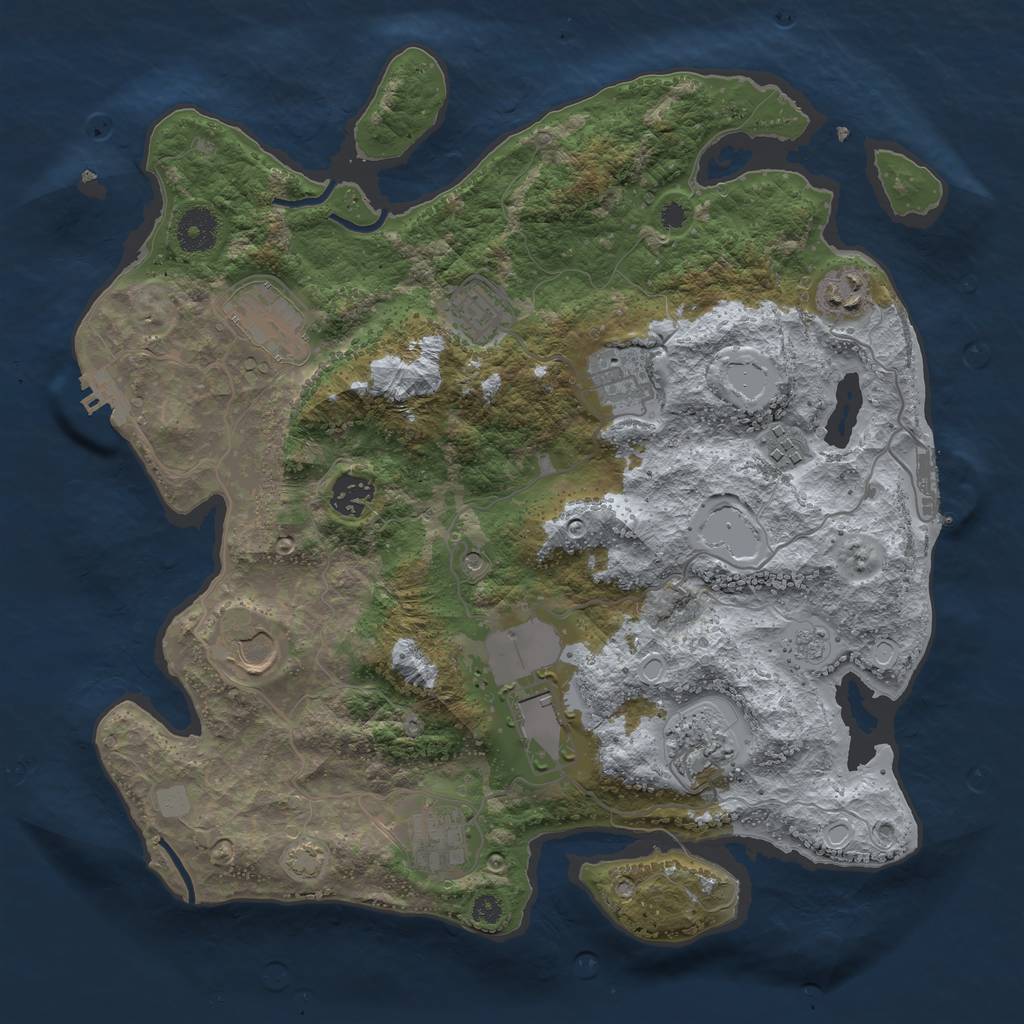 Rust Map: Procedural Map, Size: 3600, Seed: 12702547, 18 Monuments