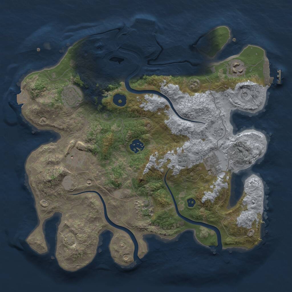 Rust Map: Procedural Map, Size: 3300, Seed: 1918932789, 13 Monuments