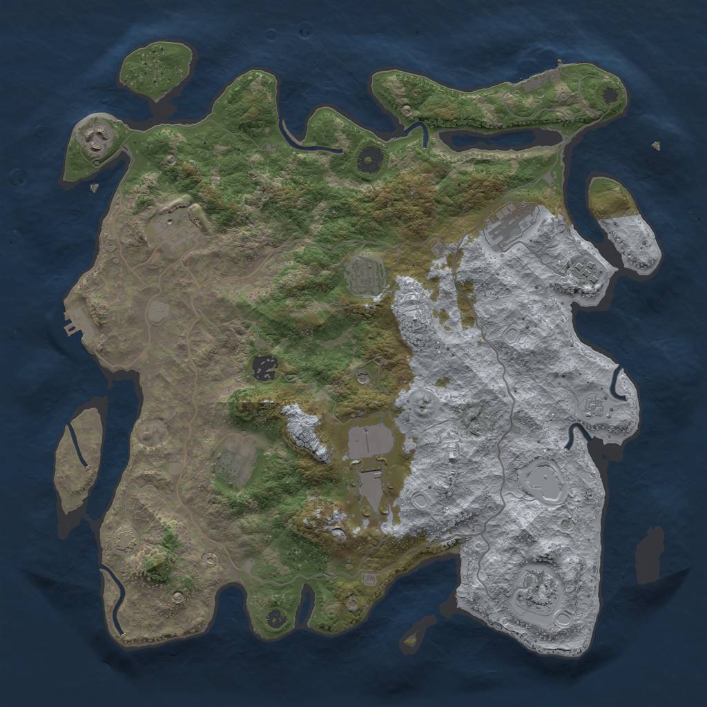 Rust Map: Procedural Map, Size: 4000, Seed: 264292051, 17 Monuments
