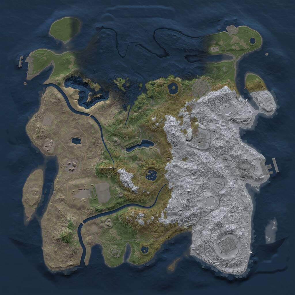 Rust Map: Procedural Map, Size: 4000, Seed: 264292051, 13 Monuments