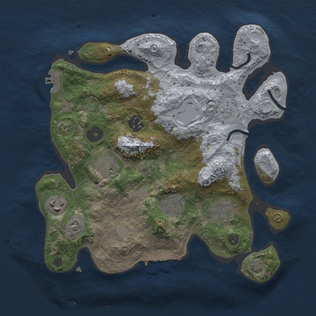 Rust Map: Procedural Map, Size: 3000, Seed: 20052, 12 Monuments