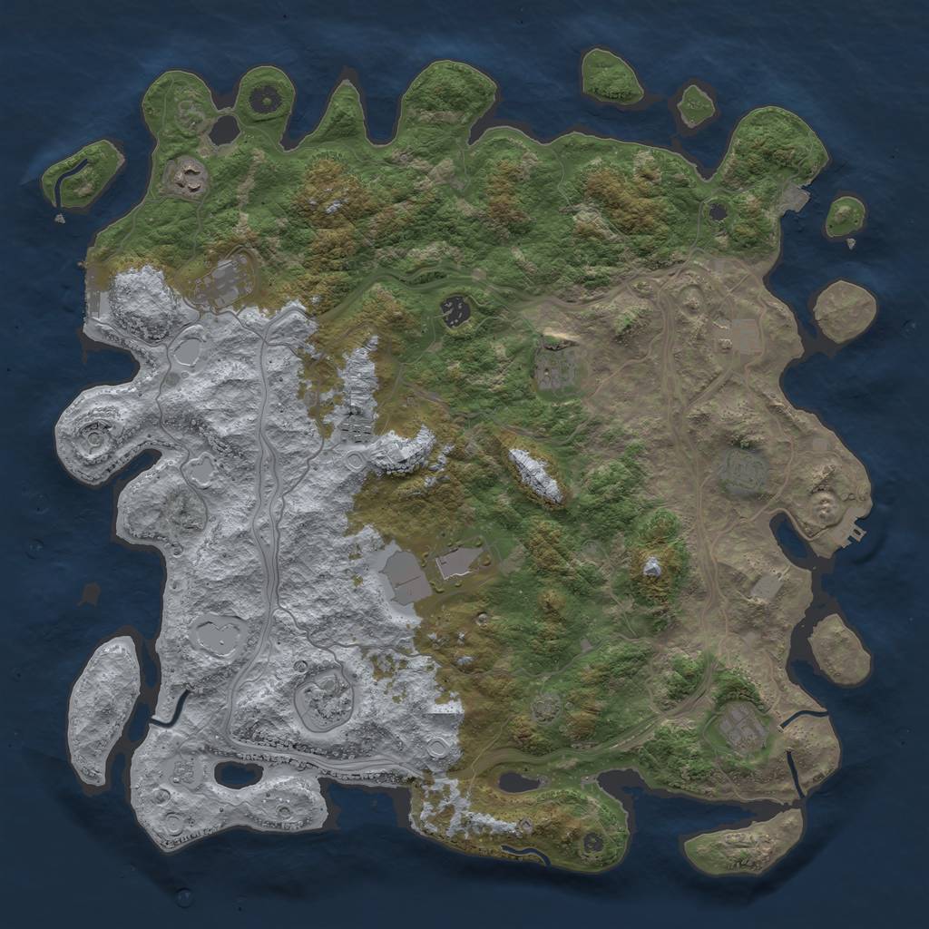 Rust Map: Procedural Map, Size: 4650, Seed: 634899088, 18 Monuments