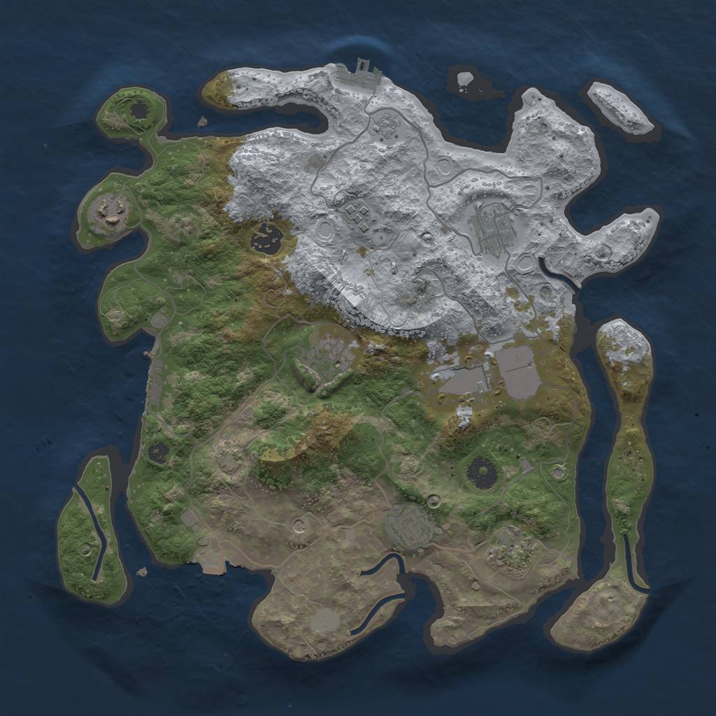 Rust Map: Procedural Map, Size: 3500, Seed: 1653203548, 16 Monuments