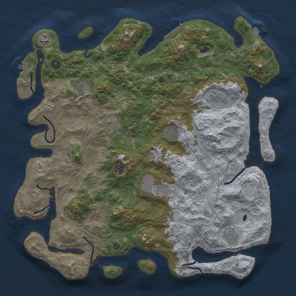 Rust Map: Procedural Map, Size: 4500, Seed: 414071888, 17 Monuments