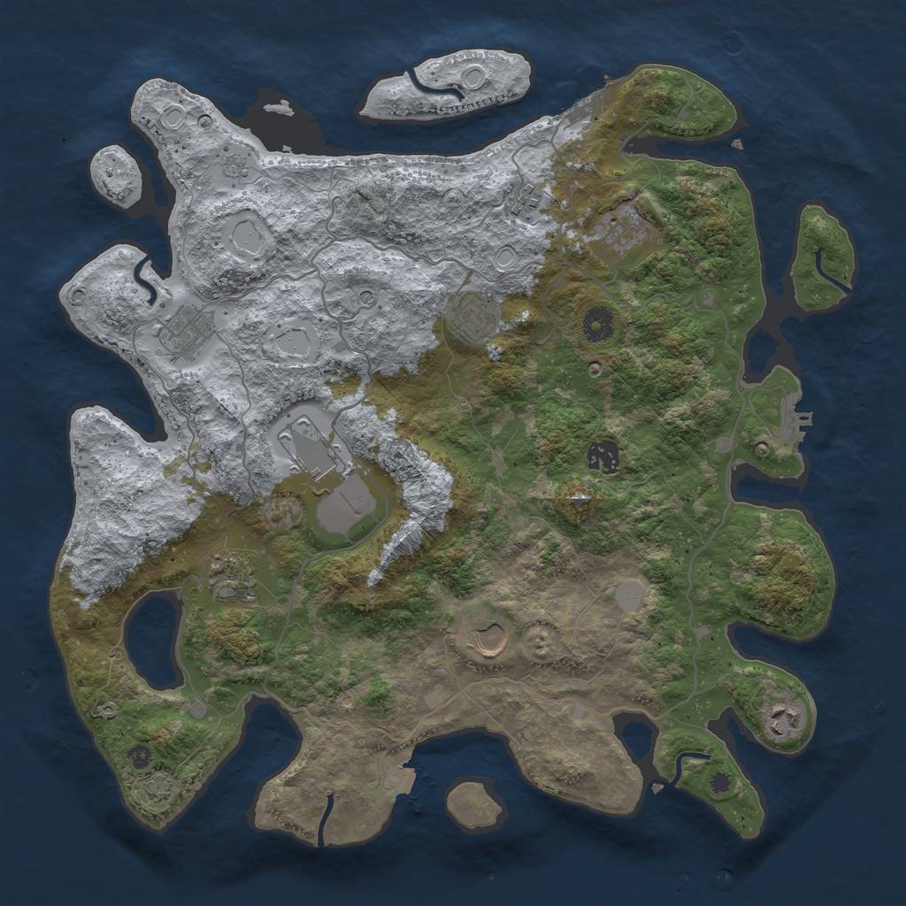 Rust Map: Procedural Map, Size: 4000, Seed: 735352028, 17 Monuments