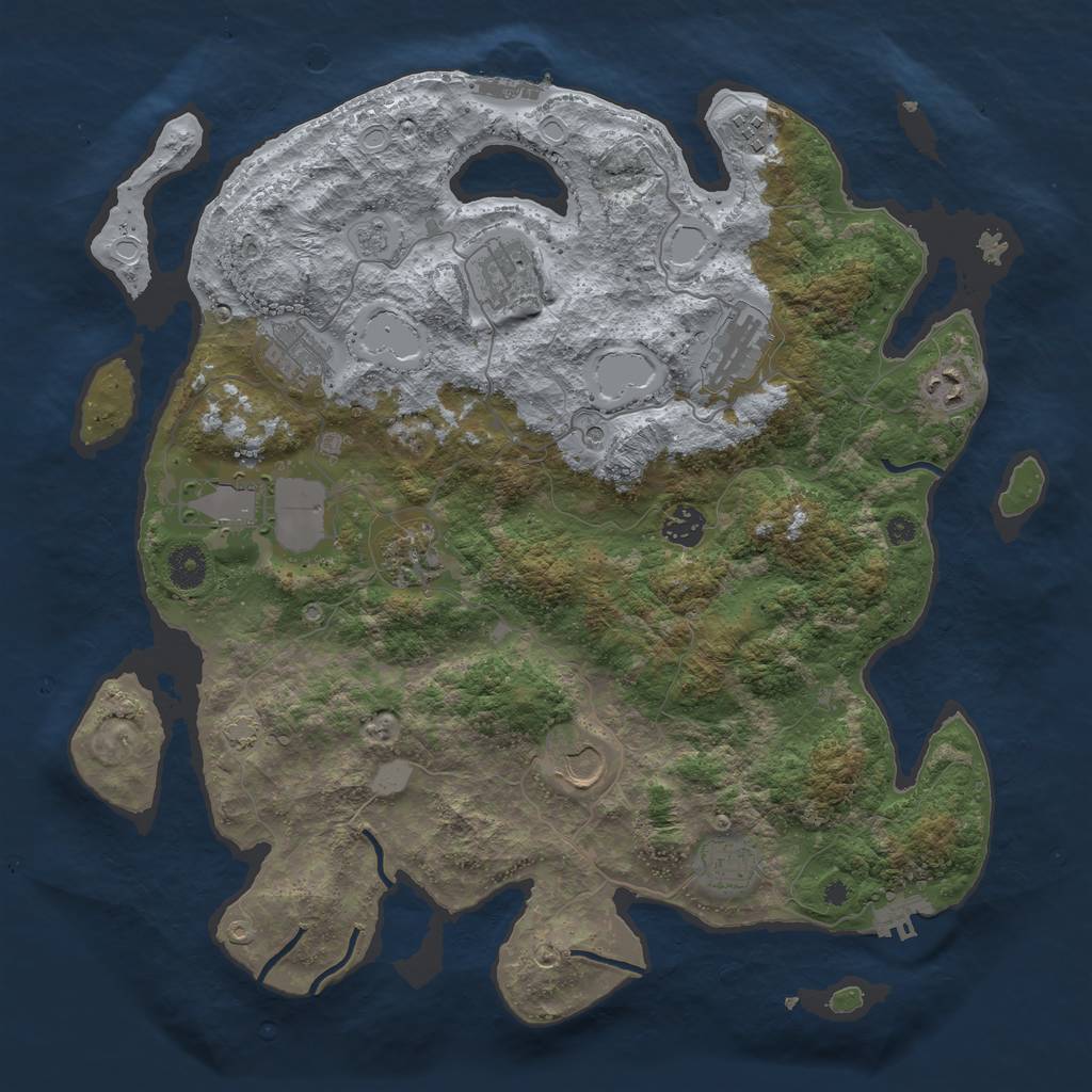 Rust Map: Procedural Map, Size: 3950, Seed: 81244689, 18 Monuments