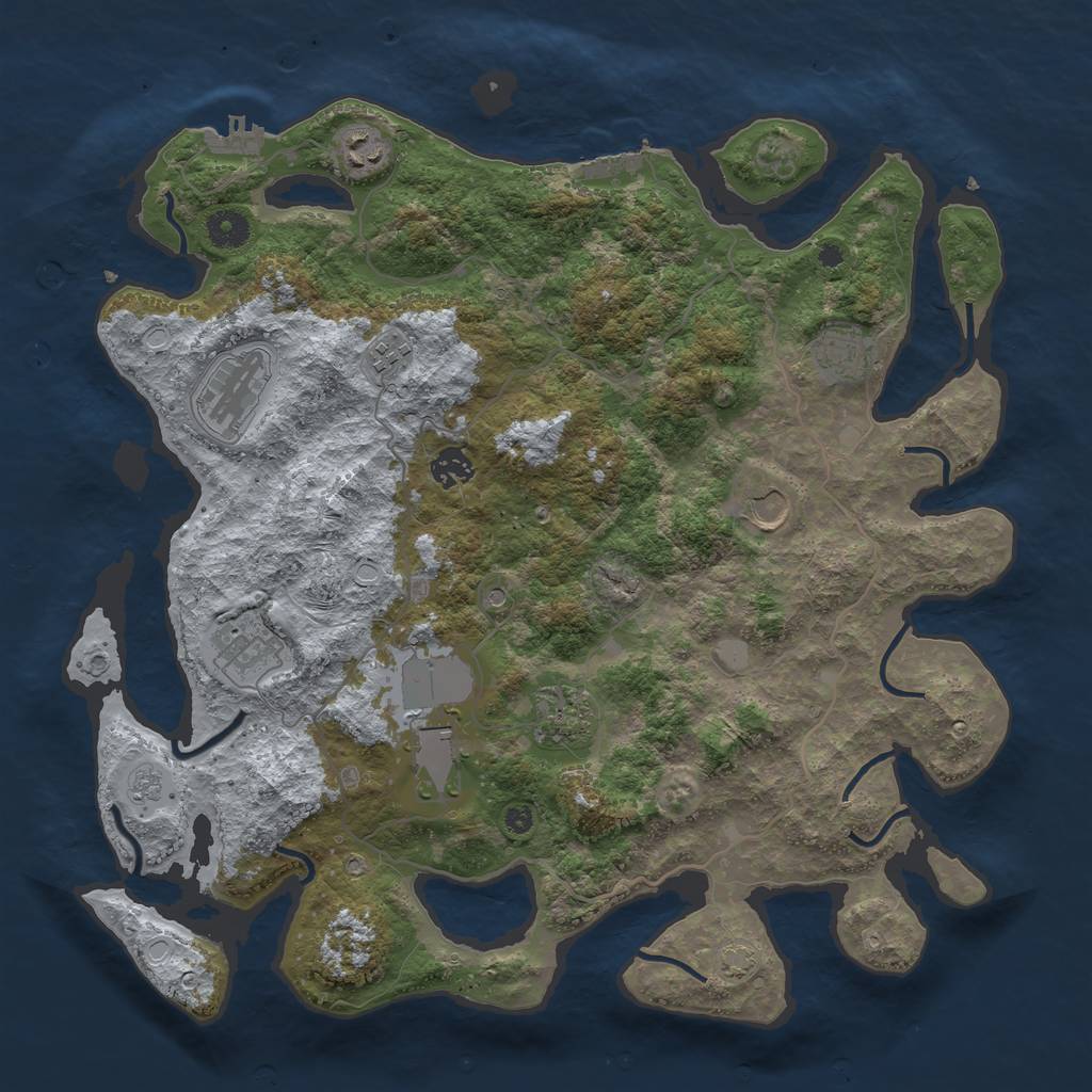 Rust Map: Procedural Map, Size: 4000, Seed: 979628833, 17 Monuments