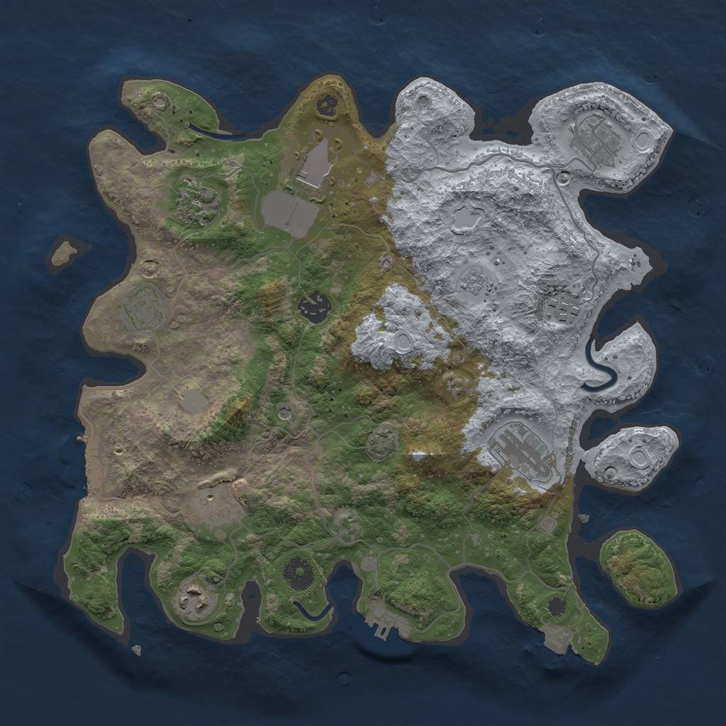 Rust Map: Procedural Map, Size: 3500, Seed: 12679415, 17 Monuments