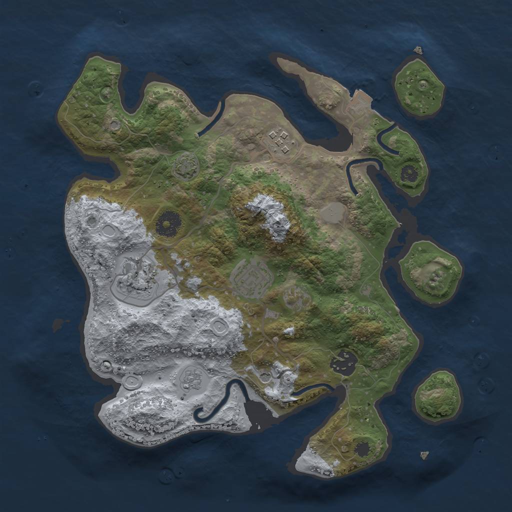 Rust Map: Procedural Map, Size: 3000, Seed: 29067, 10 Monuments