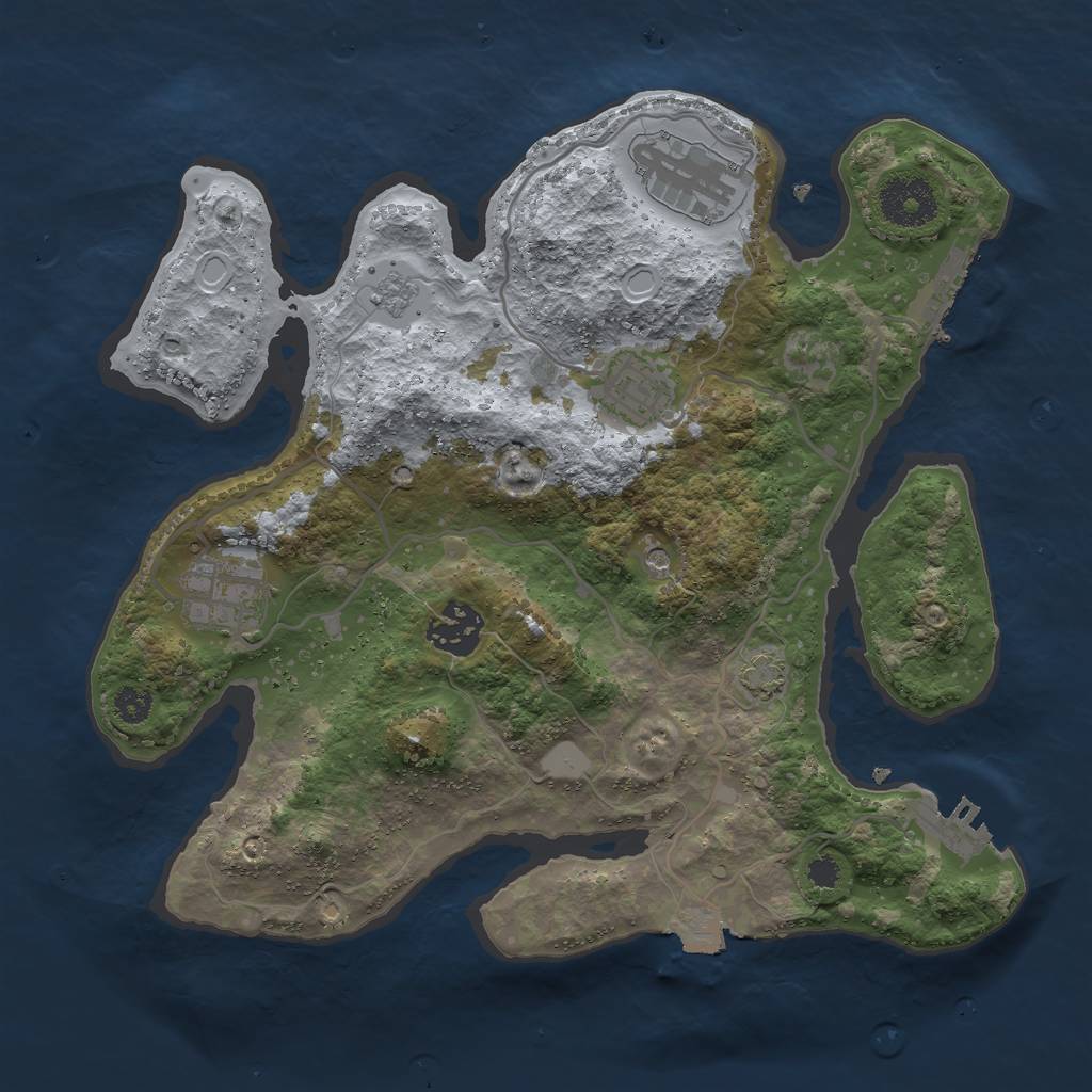 Rust Map: Procedural Map, Size: 3000, Seed: 23043, 12 Monuments