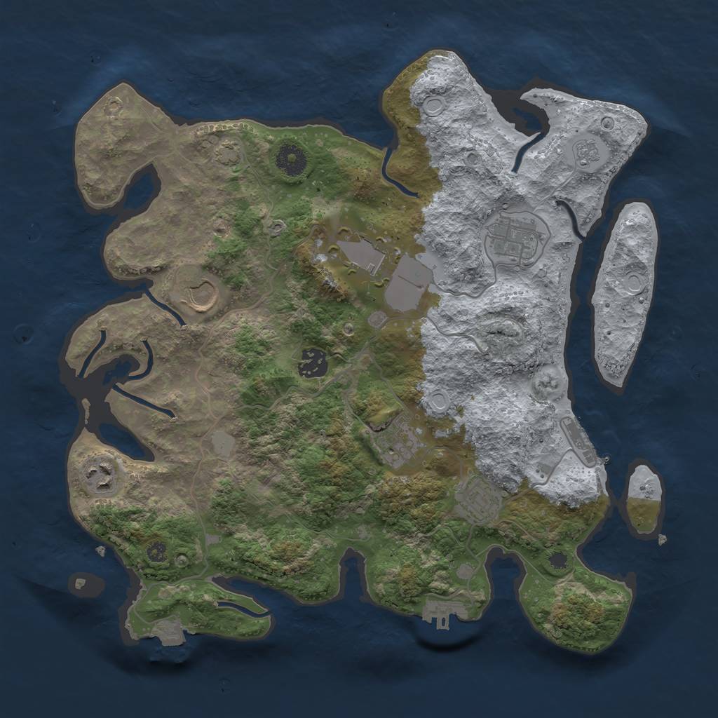 Rust Map: Procedural Map, Size: 3500, Seed: 983686131, 14 Monuments