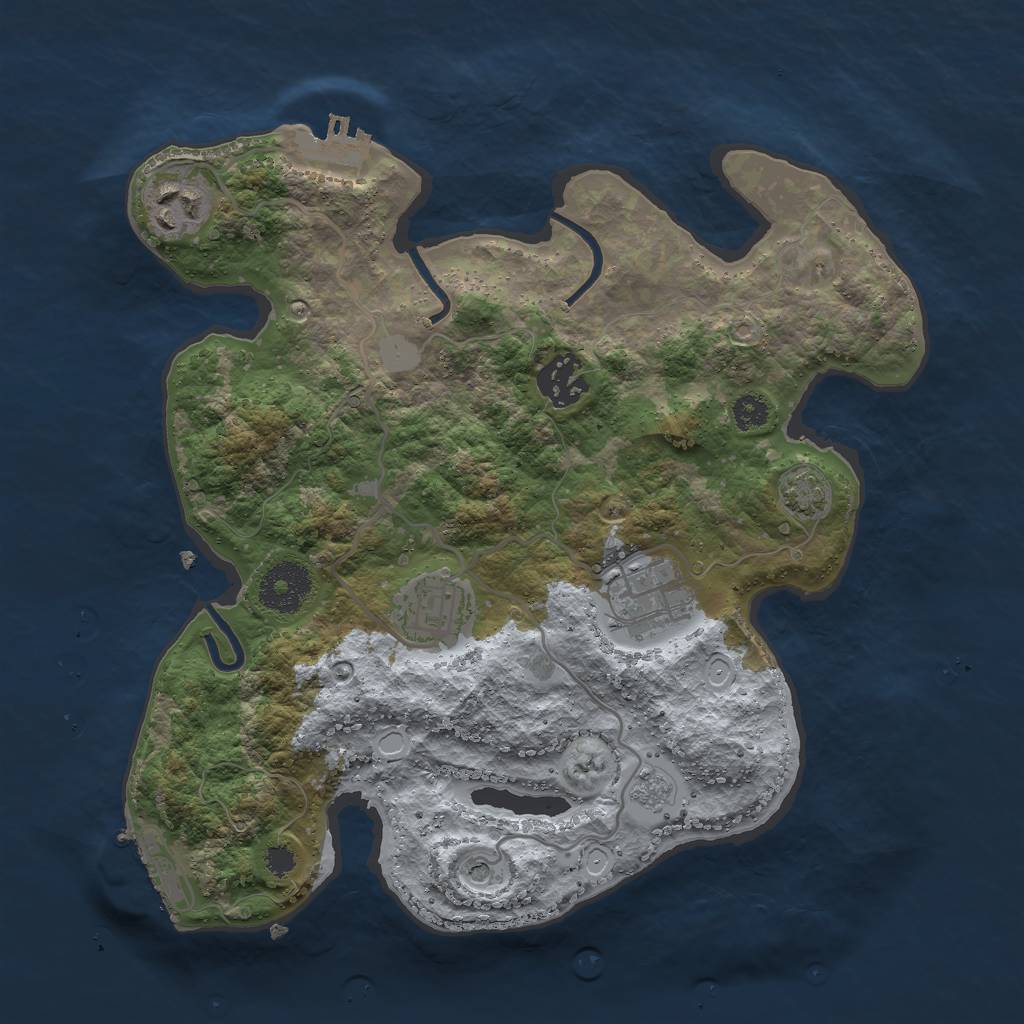 Rust Map: Procedural Map, Size: 3000, Seed: 31215, 12 Monuments
