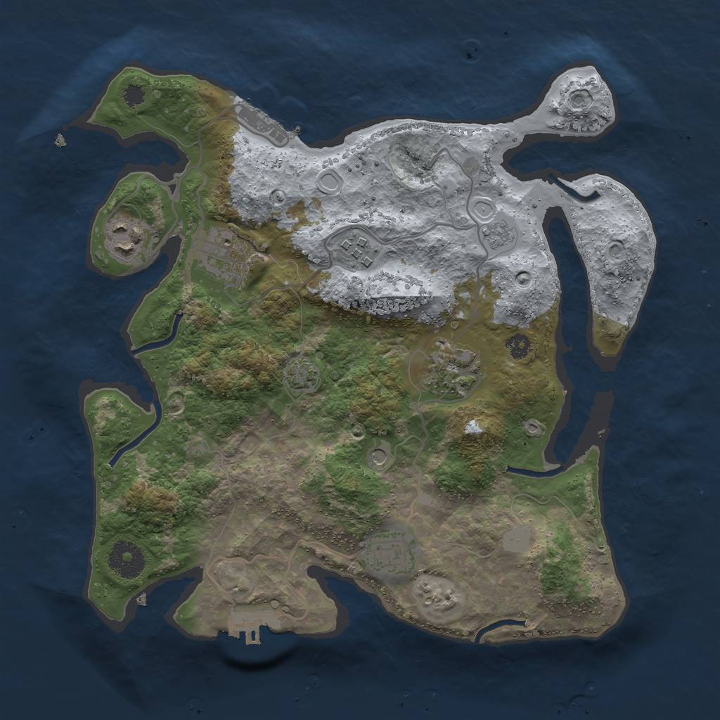 Rust Map: Procedural Map, Size: 3000, Seed: 1501798033, 13 Monuments