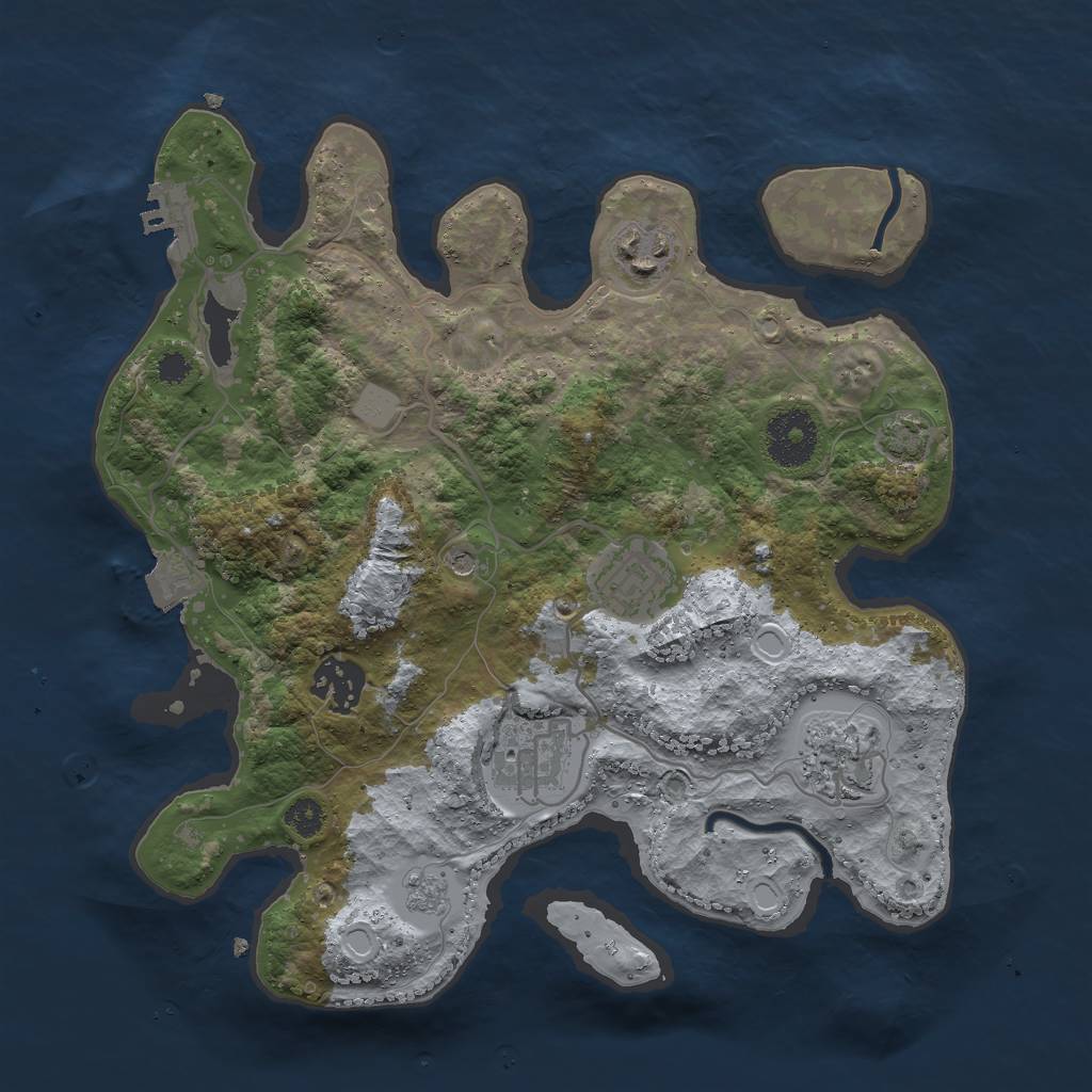 Rust Map: Procedural Map, Size: 3000, Seed: 7437, 12 Monuments