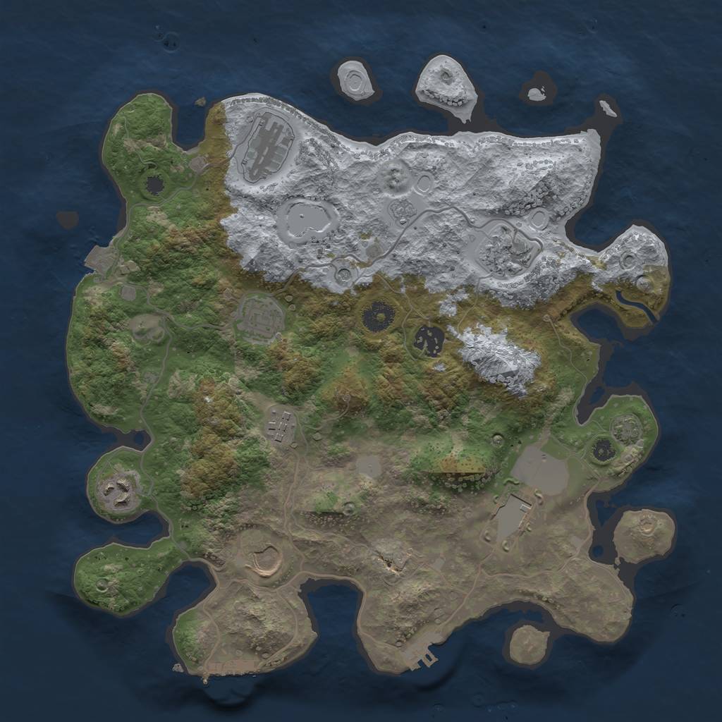 Rust Map: Procedural Map, Size: 3500, Seed: 977671473, 16 Monuments