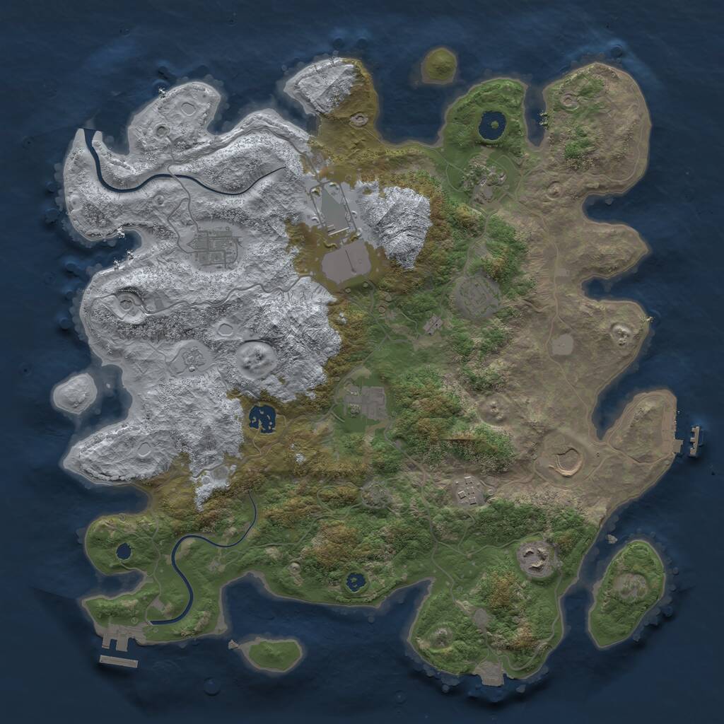 Rust Map: Procedural Map, Size: 3850, Seed: 9391597, 15 Monuments
