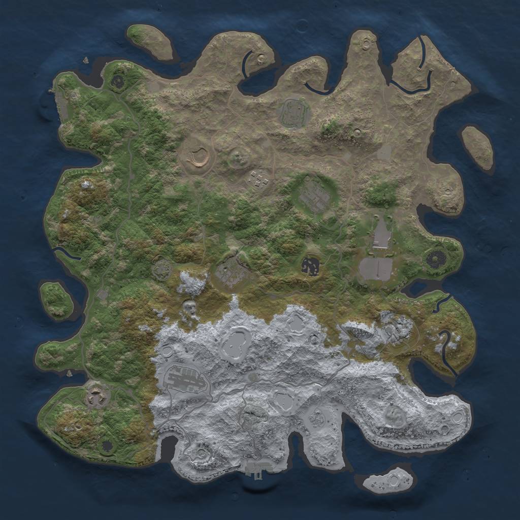 Rust Map: Procedural Map, Size: 4100, Seed: 21249031, 18 Monuments