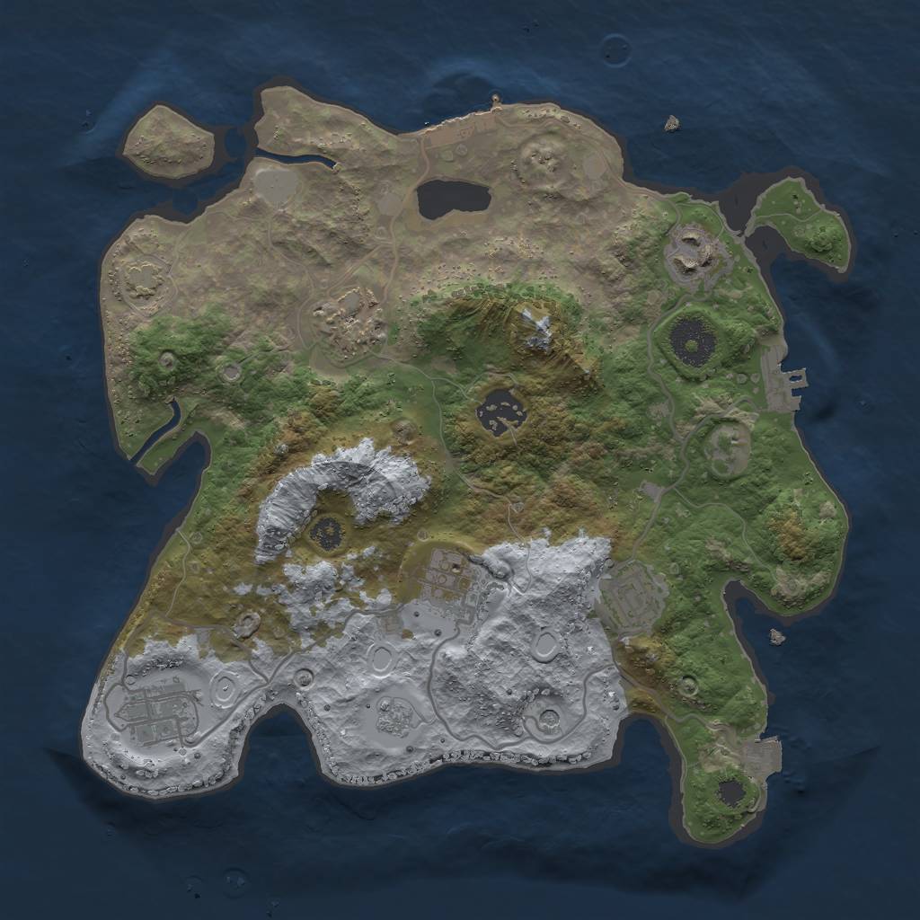 Rust Map: Procedural Map, Size: 3000, Seed: 3354, 14 Monuments