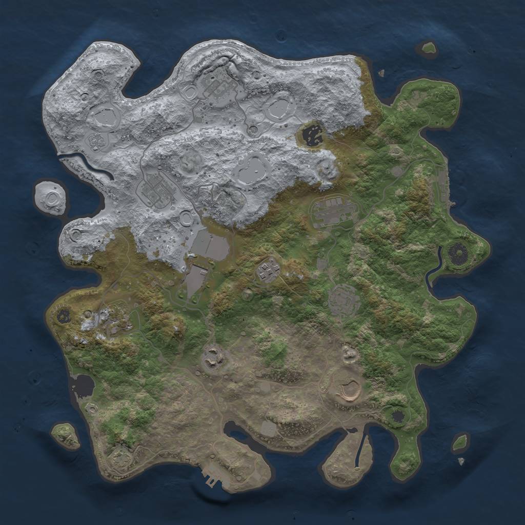 Rust Map: Procedural Map, Size: 3750, Seed: 326622092, 18 Monuments