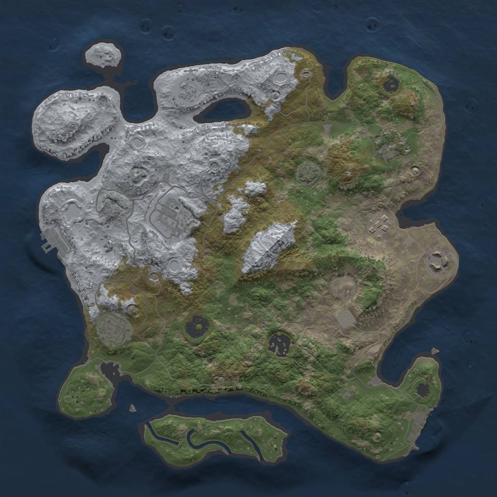 Rust Map: Procedural Map, Size: 3300, Seed: 830915971, 14 Monuments