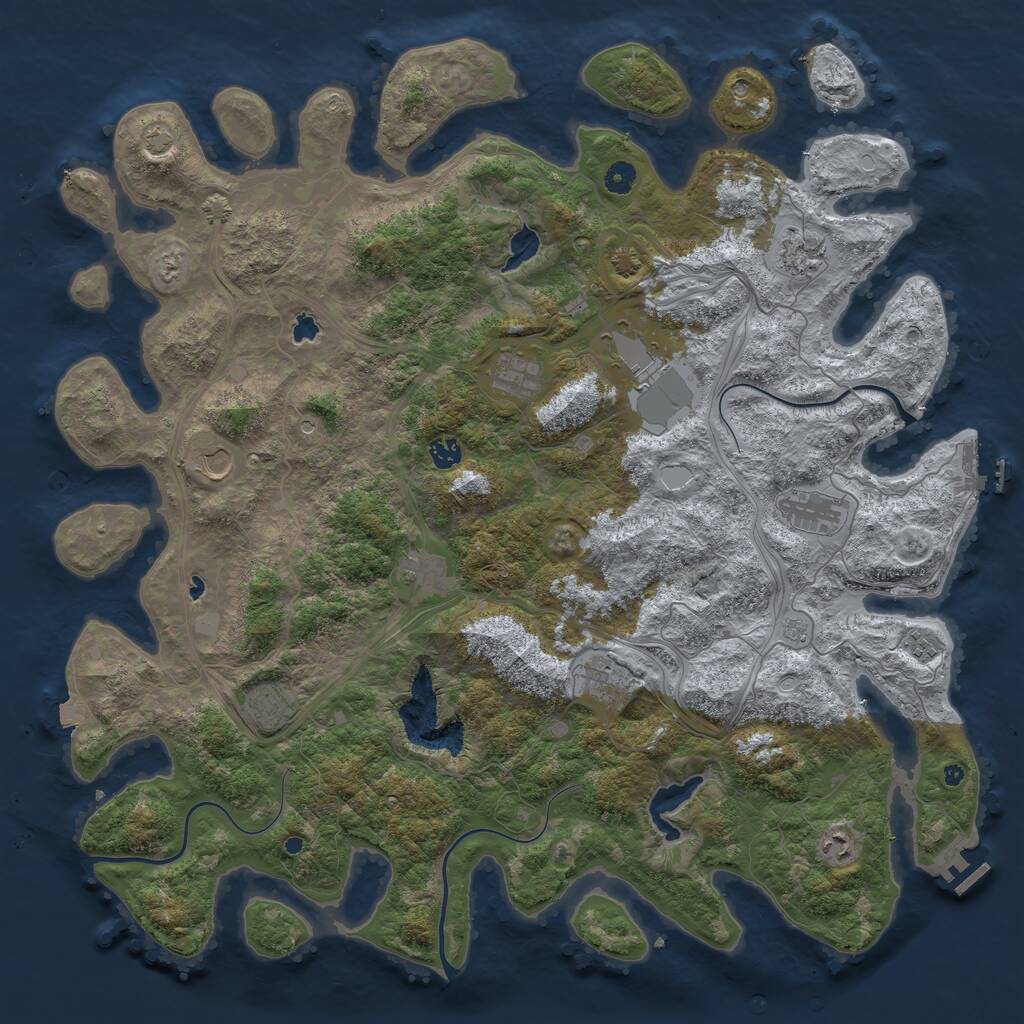 Rust Map: Procedural Map, Size: 4874, Seed: 1029922309, 17 Monuments
