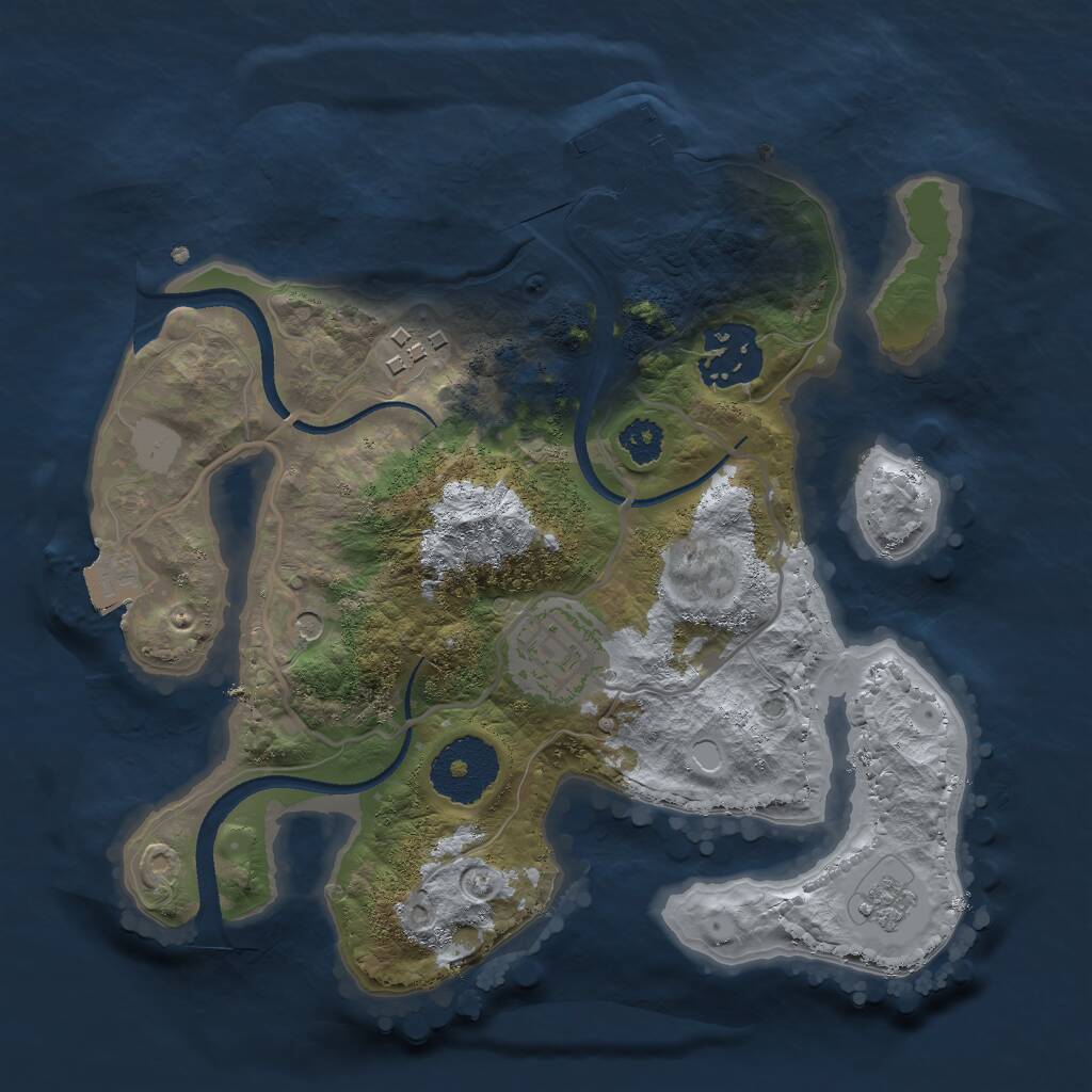 Rust Map: Procedural Map, Size: 2500, Seed: 709434604, 7 Monuments