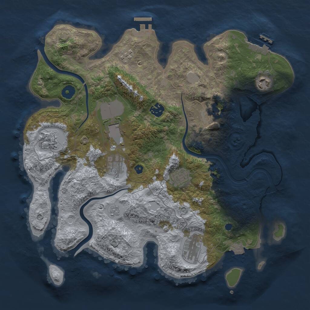 Rust Map: Procedural Map, Size: 3500, Seed: 168924694, 15 Monuments