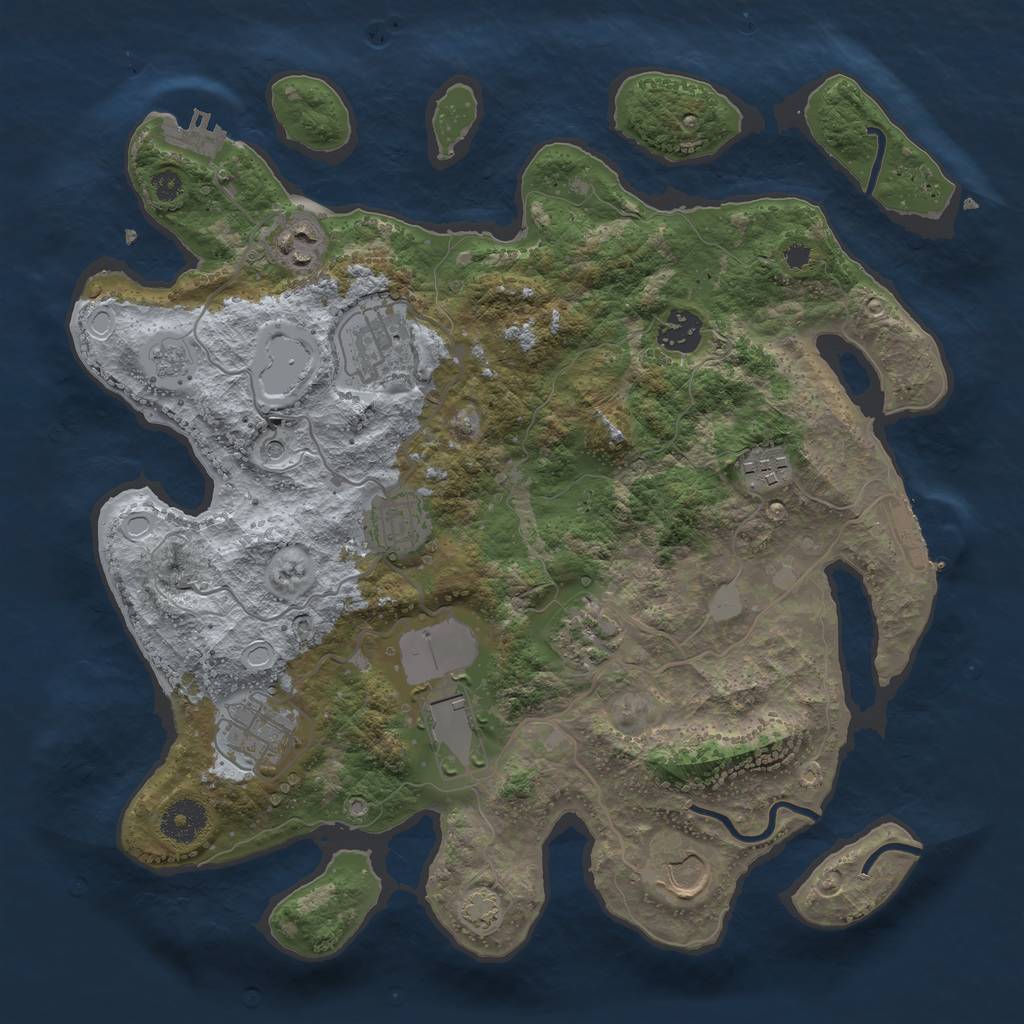 Rust Map: Procedural Map, Size: 3500, Seed: 2873, 17 Monuments