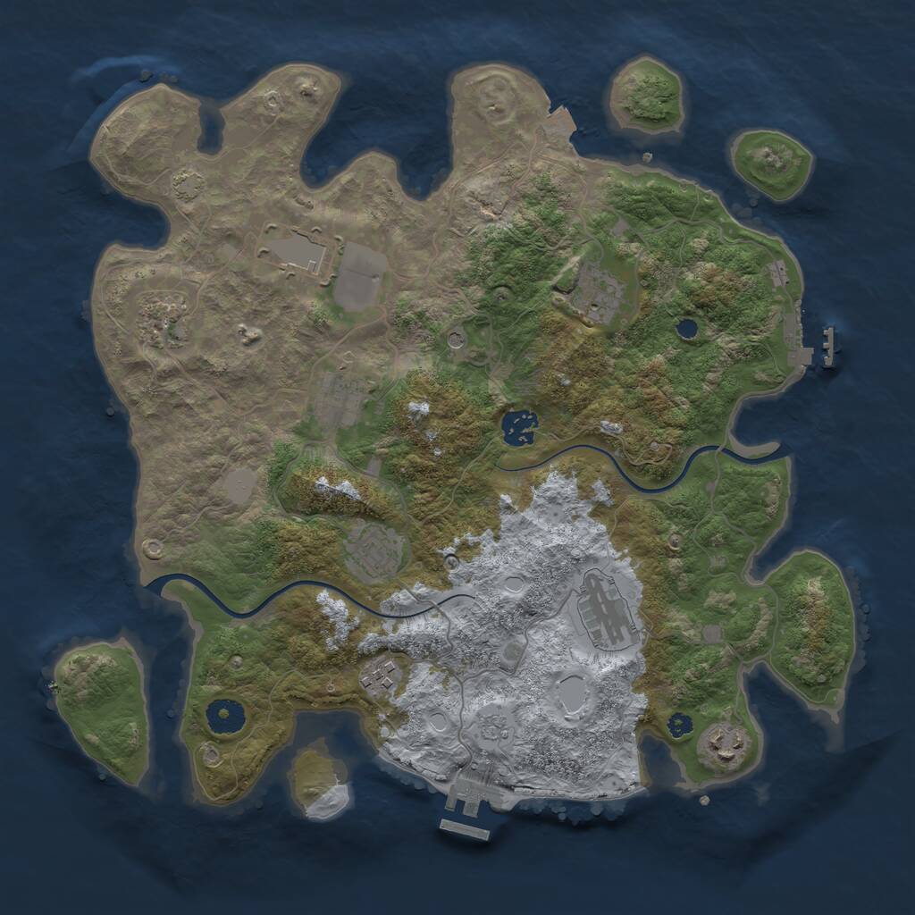 Rust Map: Procedural Map, Size: 3700, Seed: 1779031909, 15 Monuments