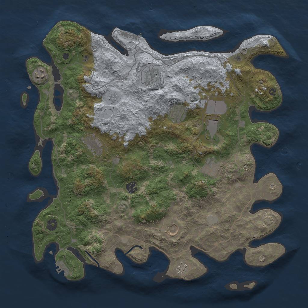 Rust Map: Procedural Map, Size: 4000, Seed: 686915024, 17 Monuments